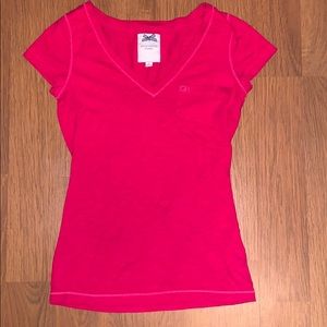 Pink V-neck T-shirt